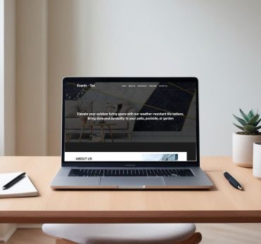 Events-Tex website on a laptop